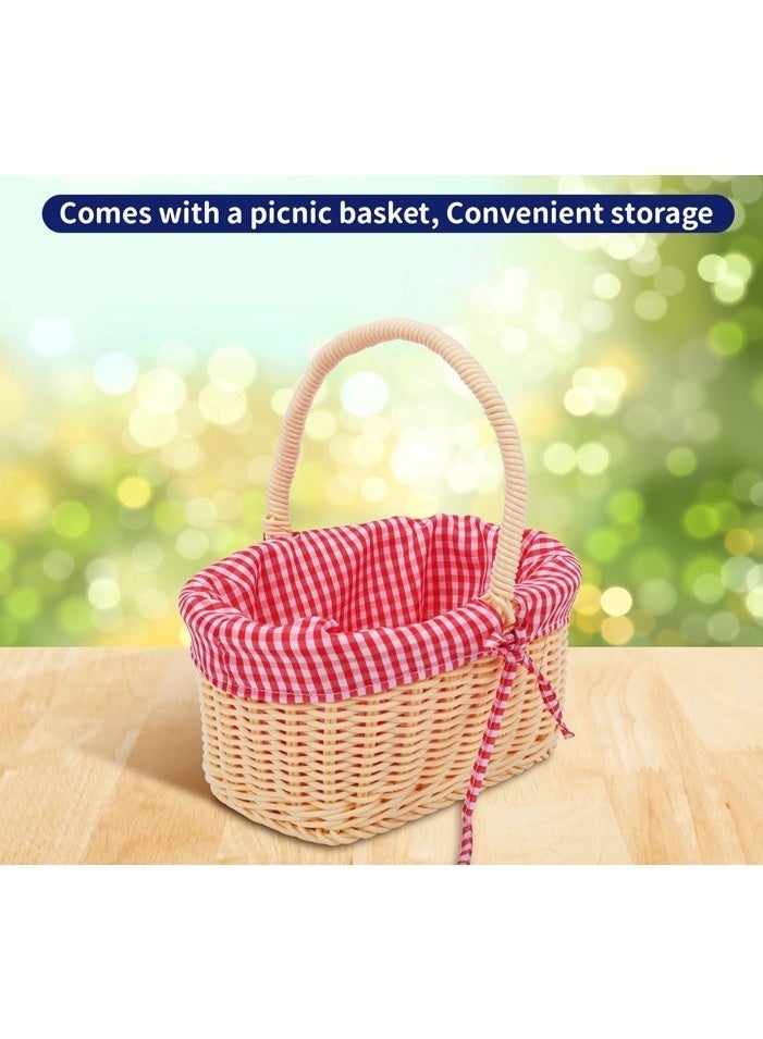 Tooky Toy Wooden Picnic Basket Pretend Playset - Multicolor - 23 Pcs - Image 3